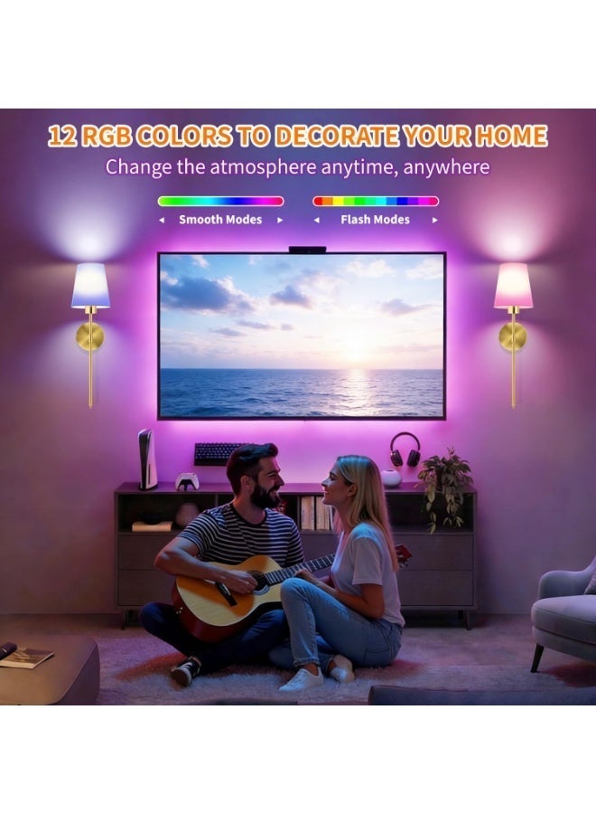 TELANPU 2 Pcs Battery Operated Wall Sconces, Gold Rechargeable Wireless Wall Lights with Detachable Dimmable RGB LED Bulbs, Remote Control, 12 RGB Colors , 3 Color Temperatures & 3-Level Timer, Cordless Wall Lamps for Wall Painting, Living Room, Bedroom, Hallway, Bathroom , Night Light - Image 3